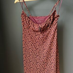 Aeropostale Burgundy and Orange Patterned Dress